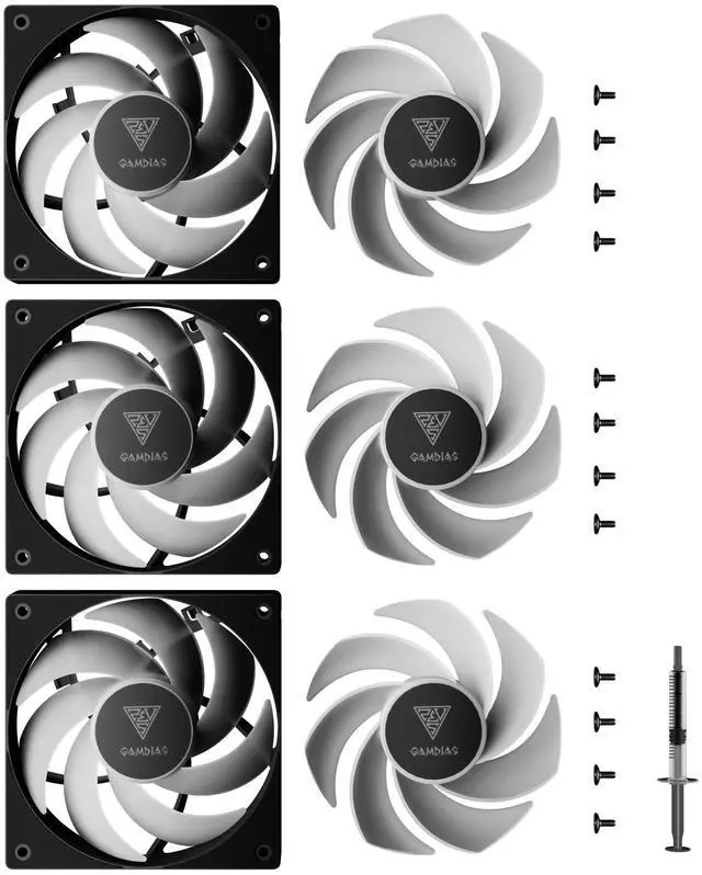 Alt view image 2 of 7 - GAMDIAS NOTUS M1 ARGB 3-fan pack - black, Intake/Exhaust Swappable Blades.