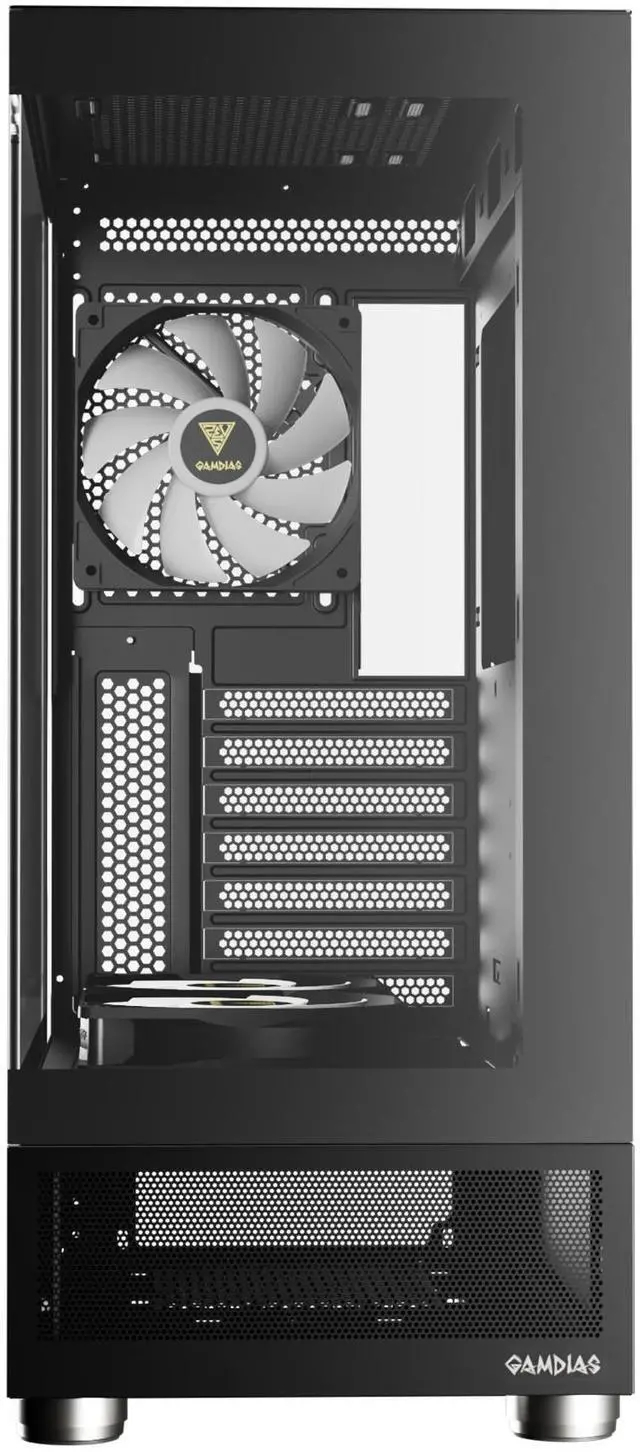 Alt view image 5 of 7 - Gamdias ATLAS E1, CPU GPU temp screen, tank with mesh air flow, 3x ARGB 120mm fans, RGB 5v 3pin sync, tempered glass, ATX, MATX, ITX