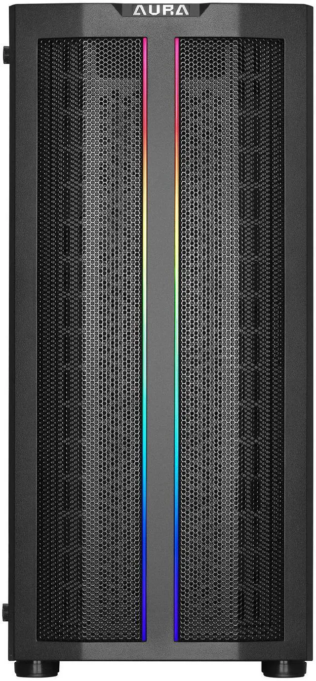 Alt view image 3 of 7 - Gamdias AURA GC3, mesh high air flow, front ARGB strip and rear ARGB 120mm fans sync 5v 3pin, tempered glass side-panel, ATX.