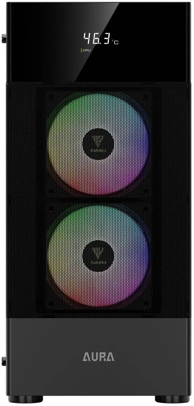 Alt view image 4 of 7 - Gamdias AURA GC5, CPU GPU temp display, mesh high air flow, 2 front and 1 rear static RGB 120mm fans, tempered glass side-panel, USB 3.0, ATX.