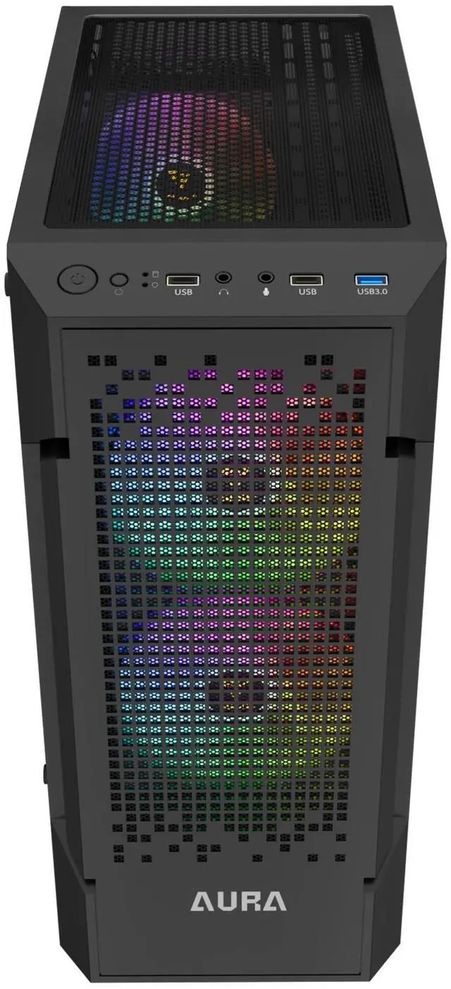 Alt view image 3 of 7 - Gamdias AURA GC7 ARGB, pixel mesh with 3 ARGB 120mm fans with 5v 3pin sync, tempered glass side-panel, USB 3.0, ATX, slim 188mm wide.