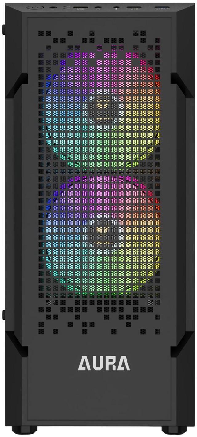 Alt view image 4 of 7 - Gamdias AURA GC7 ARGB, pixel mesh with 3 ARGB 120mm fans with 5v 3pin sync, tempered glass side-panel, USB 3.0, ATX, slim 188mm wide.