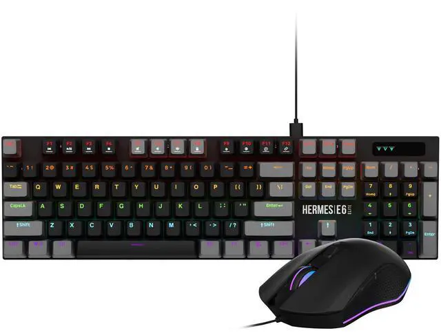 Main image of Gamdias HERMES E6 ELITE 2-IN-1 COMBO keyboard and mouse, mechanical keyboard, backlit wired, 104 keys, Brown Switches, Optical Sensor mouse 1200 / 1800 / 2400 / 3600 DPI.