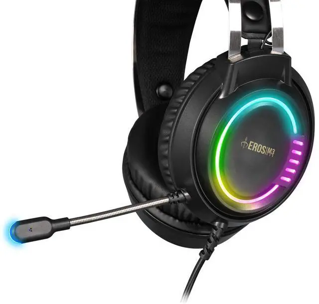 Alt view image 2 of 6 - EROS M3 headset, 50mm Speakers, RGB lighting effects, Omnidirectional Microphone, 
 USB (type-A) cable 70 inches length, Weight 0.68 lbs.