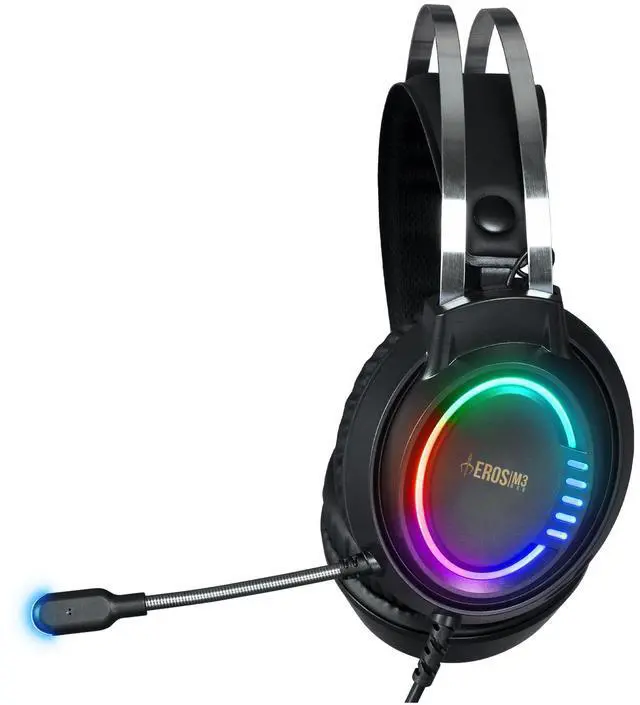 Alt view image 4 of 6 - EROS M3 headset, 50mm Speakers, RGB lighting effects, Omnidirectional Microphone, 
 USB (type-A) cable 70 inches length, Weight 0.68 lbs.