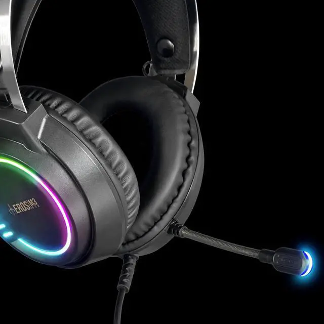 Alt view image 6 of 6 - EROS M3 headset, 50mm Speakers, RGB lighting effects, Omnidirectional Microphone, 
 USB (type-A) cable 70 inches length, Weight 0.68 lbs.