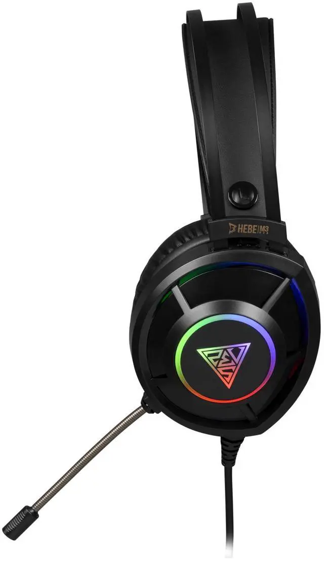 Alt view image 3 of 4 - HEBE M3 headset, inline volume and mic control, 50mm Speakers, RGB lighting effects, Omnidirectional Microphone, weight 0.68 lbs, USB cable length 6.5 ft.