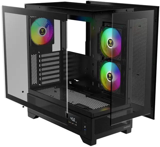 Alt view image 10 of 14 - Gamdias ATLAS M1 CPU/GPU Temperature Display, ATX Tempered Glass PC Case, Built-in 3X 120mm ARGB PWM Fans, fits: GPU 410mm, and 360mm AIO/Radiator