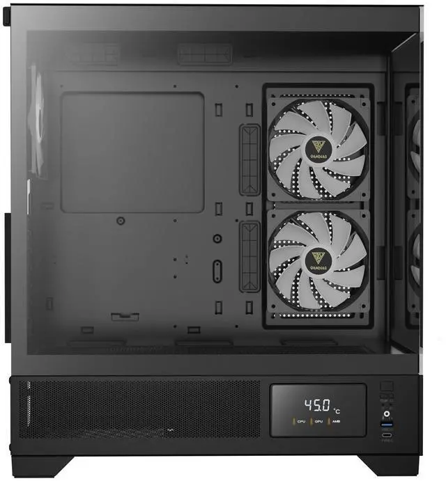 Alt view image 11 of 14 - Gamdias ATLAS M1 CPU/GPU Temperature Display, ATX Tempered Glass PC Case, Built-in 3X 120mm ARGB PWM Fans, fits: GPU 410mm, and 360mm AIO/Radiator