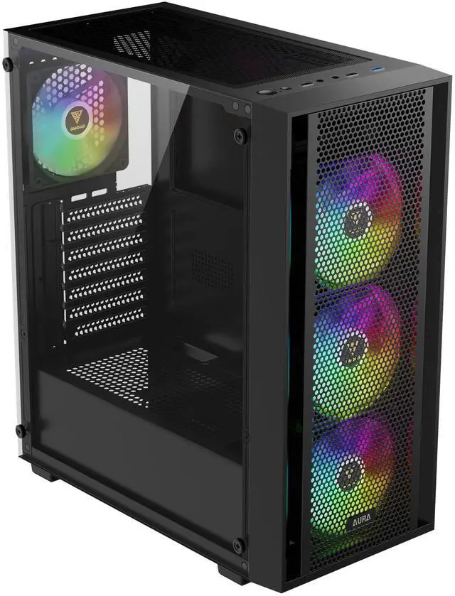 Alt view image 2 of 7 - Gamdias AURA GC2 ELITE ARGB, ATX PC case, Tempered Glass Side Panel, 4 ARGB Fans, Fits: GPU 340mm and 360  AIO/Radiator.