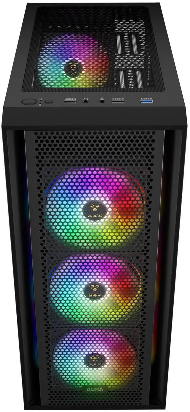 Alt view image 3 of 7 - Gamdias AURA GC2 ELITE ARGB, ATX PC case, Tempered Glass Side Panel, 4 ARGB Fans, Fits: GPU 340mm and 360  AIO/Radiator.