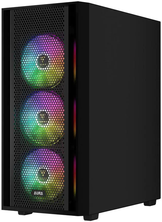 Alt view image 4 of 7 - Gamdias AURA GC2 ELITE ARGB, ATX PC case, Tempered Glass Side Panel, 4 ARGB Fans, Fits: GPU 340mm and 360  AIO/Radiator.