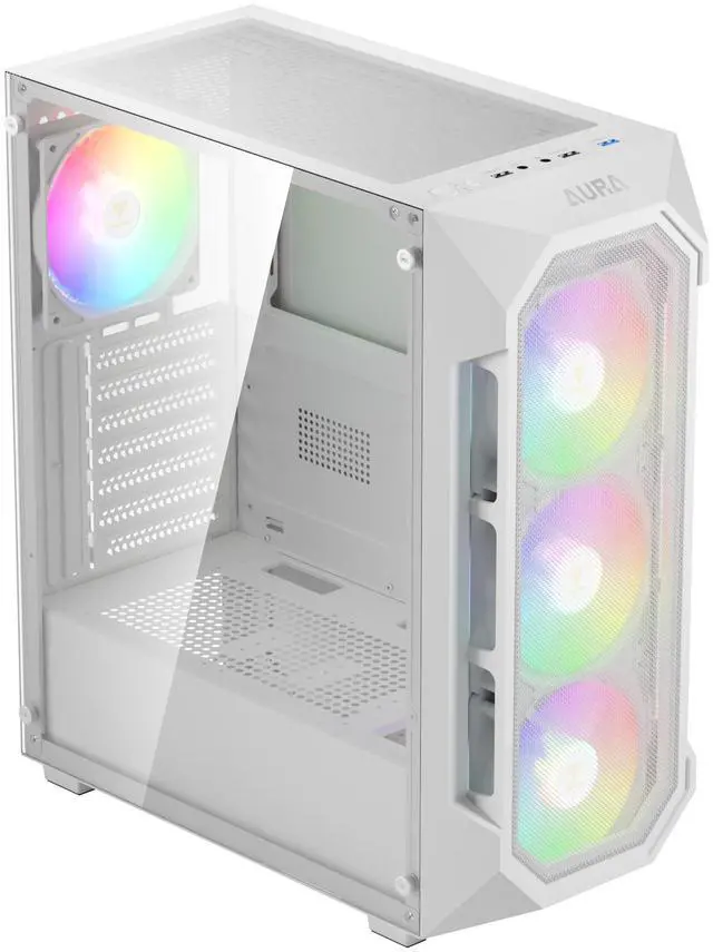 Alt view image 2 of 7 - Gamdias AURA GC1 ELITE WHITE ARGB, ATX PC case, Tempered Glass Side Panel, 4 ARGB Fans, Fits: GPU 340mm, and 360mm AIO/Radiator.
