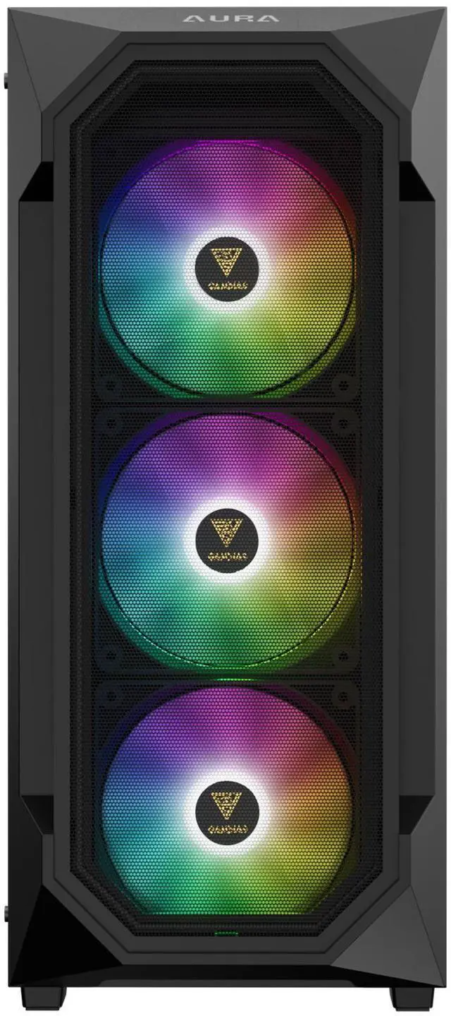 Alt view image 2 of 7 - Gamdias AURA GC1 ELITE, ATX PC case, Tempered Glass Side Panel,  4 Fans static rainbow, Fits: GPU 340mm, and 360mm AIO/Radiator.