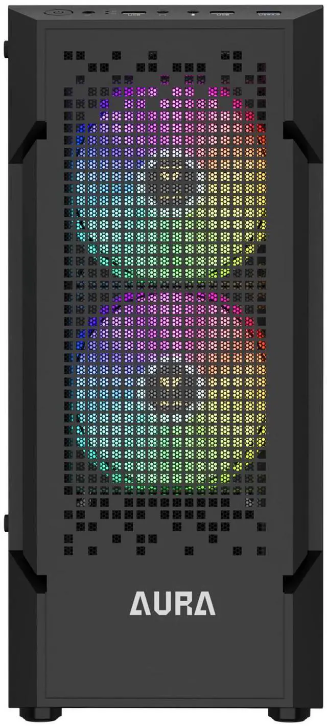 Alt view image 3 of 7 - Gamdias AURA GC7 ARGB, pixel mesh with 3 ARGB 120mm fans with 5v 3pin sync, tempered glass side-panel, USB 3.0, ATX, slim 188mm wide.