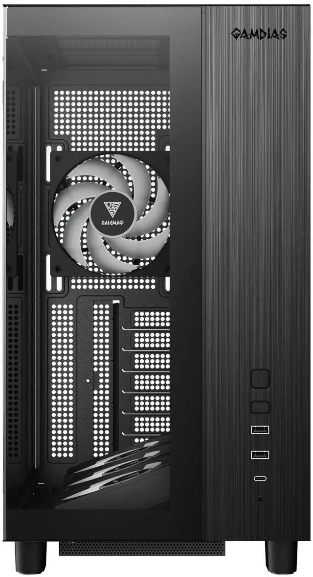 Alt view image 5 of 7 - Gamdias ATLAS M4, ATX pc case with 850W GOLD power supply, 4x120mm PWM ARGB fans, adjustable angle lower fan mount, Front-Mounted PSU Design