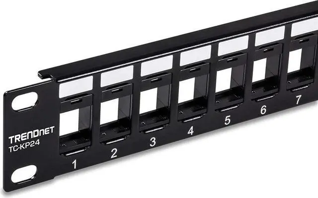 Alt view image 4 of 5 - TRENDnet 24-Port Blank Keystone 1U Patch Panel, Cat5, Cat5e, Cat6, Cat6A, UTP, 19” Rackmount Design, TC-KP24