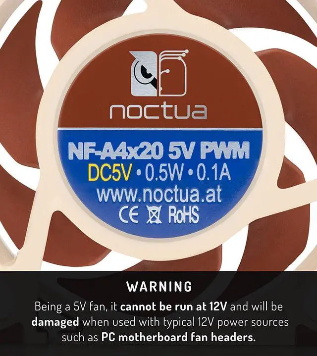 Alt view image 3 of 8 - Noctua NF-A4x20 5V PWM Premium-Quality Quiet 40mm Fan