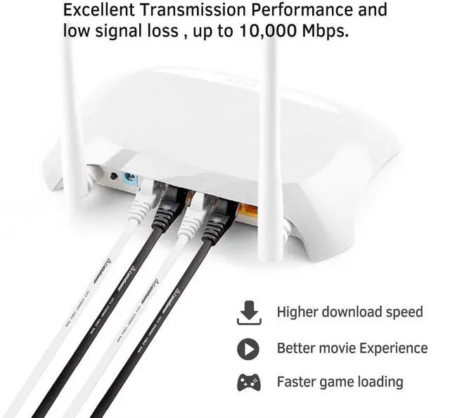 Alt view image 7 of 7 - Cat 7 Shielded Ethernet Cable 8ft 2pack (Highest Speed Cable) Cat7 Black Flat Internet Network Cables, for Modem, Router, LAN, Computer