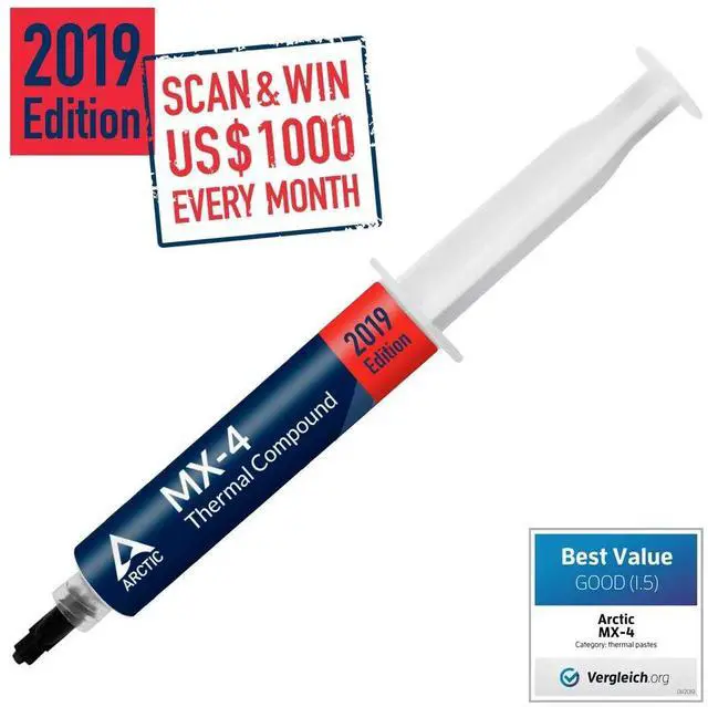 Main image of ARCTIC MX-4 2019 Edition - Thermal Compound Paste - Carbon Based High Performance - Heatsink Paste - Thermal Compound CPU for All Coolers, Thermal Interface Material - High Durability - 45 Grams