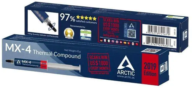 Alt view image 2 of 6 - ARCTIC MX-4 2019 Edition - Thermal Compound Paste - Carbon Based High Performance - Heatsink Paste - Thermal Compound CPU for All Coolers, Thermal Interface Material - High Durability - 45 Grams