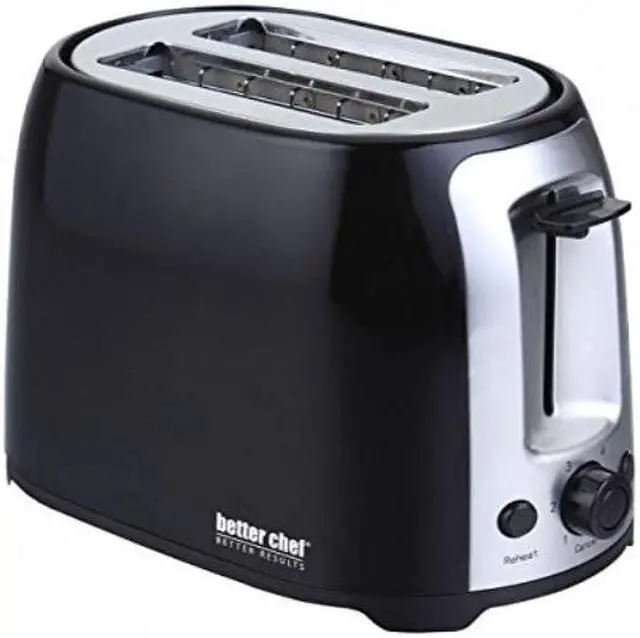 Alt view image 2 of 8 - Better Chef - 2-Slice Extra-Wide-Slot Toaster - Black with stainless steel accents