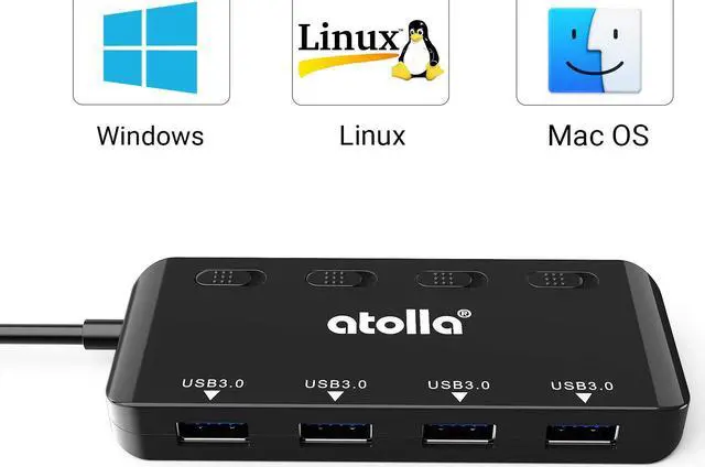 Alt view image 5 of 6 - USB 3.0 Hub Splitter - USB Extender 4 Port USB Ultra Slim Data Hub with Individual Power Switch and LED