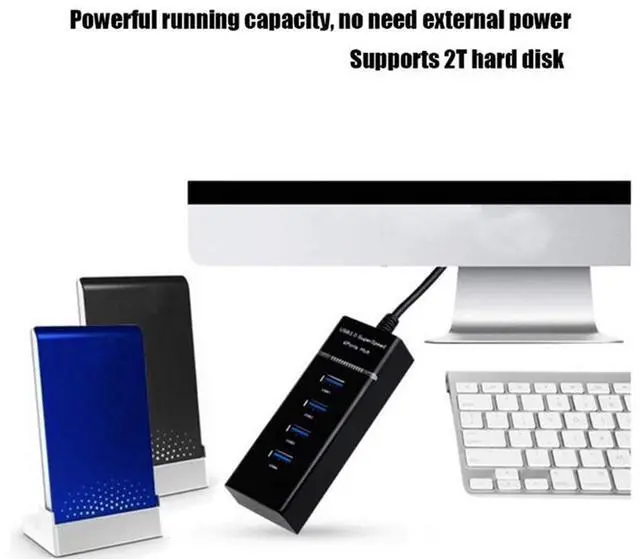 Alt view image 6 of 7 - [3.3FT Long Extended Cable] 4 Port USB 3.0 Splitter with Type C Adapter, High-Speed 5Gbps USB 3.0 Data Hub for Xbox One Slim/360/X, Laptop PC, iMac Pro, Mac Mini/Pro, Surface Pro, Printer, TV