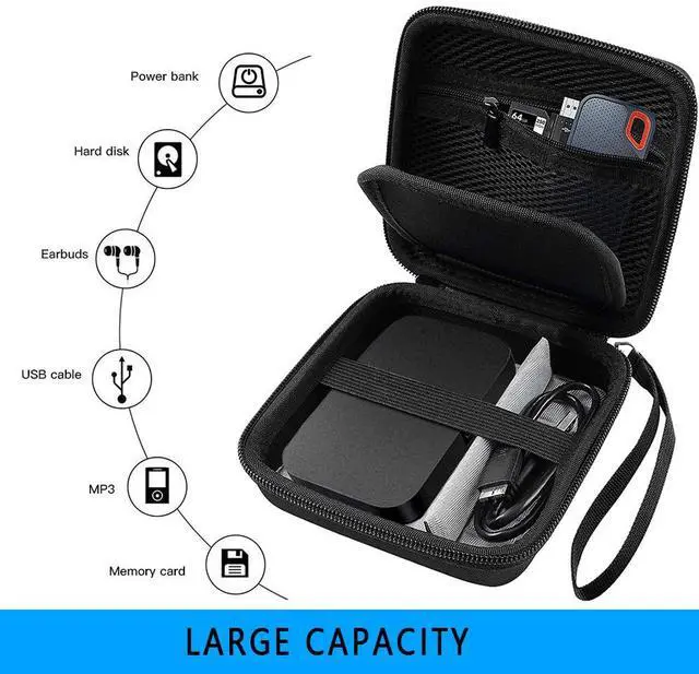 Alt view image 2 of 6 - Hard Travel Case for RAVPower FileHub, Travel Router AC750 / N300, 2.5 Inch Portable SSD, MP3 Player, Power Bank, USB Cable and More.