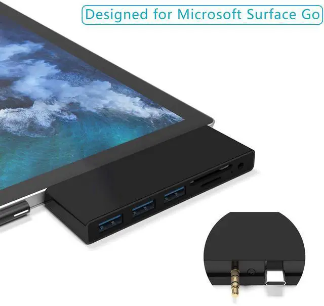 Alt view image 7 of 7 - Surface Go Docking Station, 6-in-1 USB C Surface Go USB Hub Adapter Dongle with 3 USB 3.0 Ports, 3.5mm Audio/Headphone Jack, SD/TF Card Reader for Surface Go