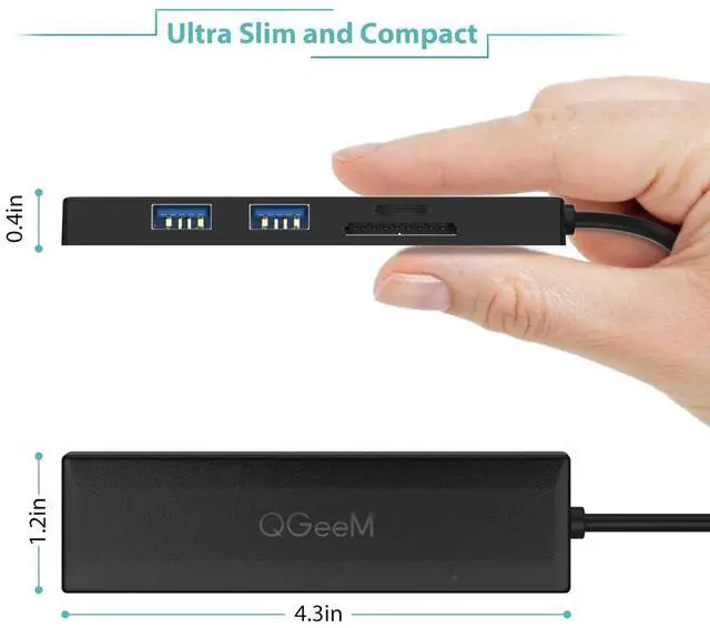 Alt view image 5 of 7 - USB 3.0 Hub, 5 in 1 USB Hub for Laptop 2.5Ft Extended Cable Hub 5-Port USB 3.0&SD&TF Card Reader Hub Compatible with MacBook Air,MacBook,iMac,Surface Pro,Ultra-Slim Data USB Hub