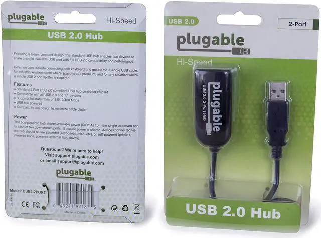 Alt view image 4 of 5 - USB 2.0 2-Port High Speed Ultra Compact Hub Splitter (480 Mbps, USB 2.0, Compatible with Windows, Linux, macOS, Chrome OS)