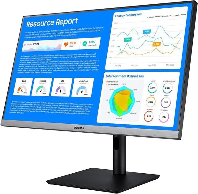 Alt view image 4 of 20 - Samsung SR650 Series 24 inch IPS 1080p 75Hz Computer Monitor for Business with VGA, HDMI, DisplayPort, and USB Hub, 3-Year Warranty (S24R650FDN), Black