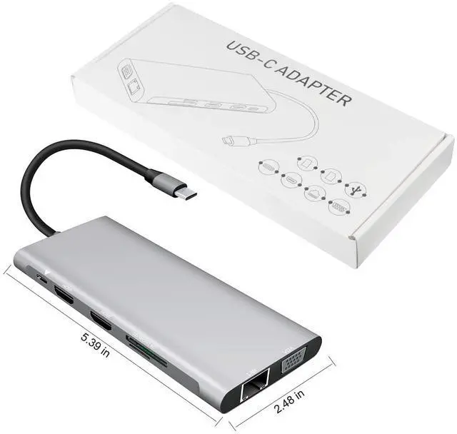 Alt view image 7 of 7 - Freequeen USB C Hub,11 in 1 Triple Display Type C Hub to Dual 4K HDMI & VGA,Ethernet,65W PD,SD/TF Card Reader,2 USB 3.0,2 USB 2.0 for MacBook/Pro/Air and Type C Windows Laptops