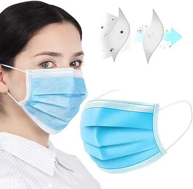 Alt view image 3 of 11 - 200 Pcs 3 Layer Disposable Face Masks