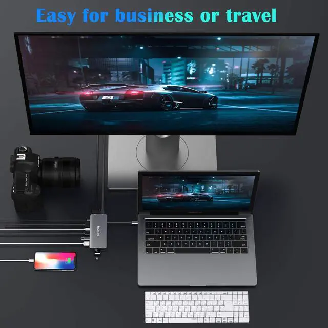 Alt view image 6 of 7 - USB C Hub Multiport Adapter - 10 in 1 Portable Dongle with 4K HDMI, VGA, Ethernet, 3 USB Ports, Audio, PD Charger, SD/Micro SD Card Reader Compatible for MacBook Pro, XPS More Type C Devices.