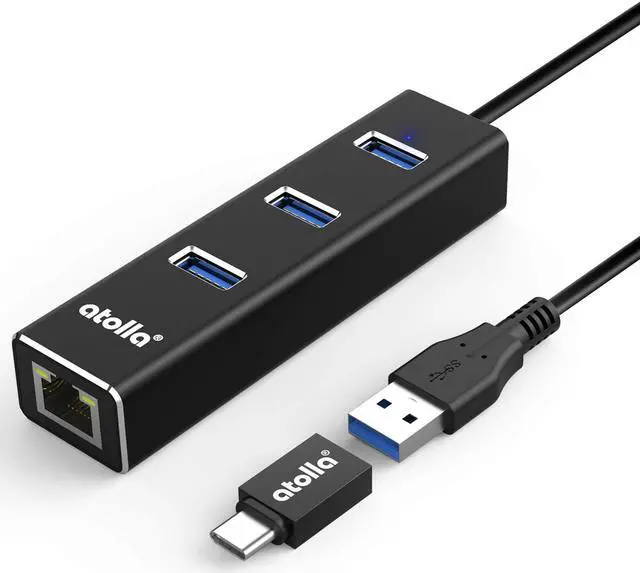 Main image of USB 3.0 Hub Ethernet with USB C Adapter, 3 Port USB 3.0 Splitter Gigabit Ethernet Hub + USB C HUB Network RJ45 1000Mbps USB Extender