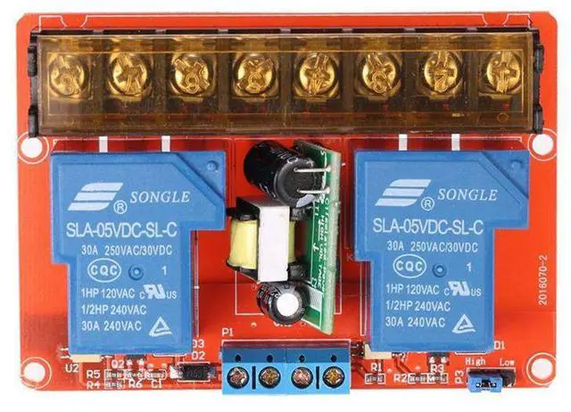 Main image of 2-channel 250VAC 30A Solid State Relay Module Board High/Low Level Trigger
