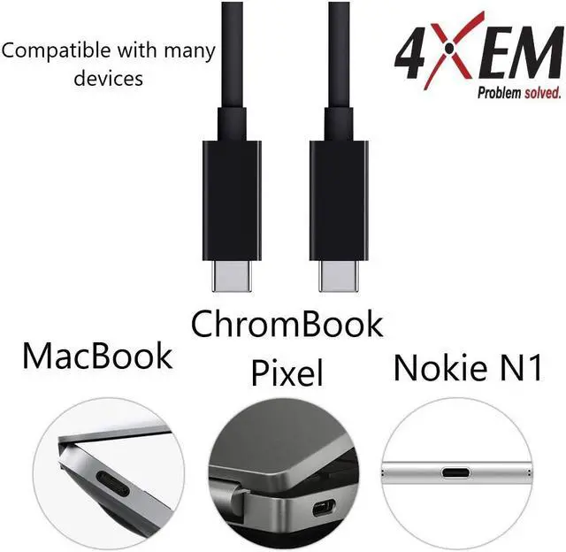 Alt view image 4 of 13 - 4Xem Usb-C To Usb-C Cable M/M Usb 3.1 Gen 2 10Gbps 10Ft Black