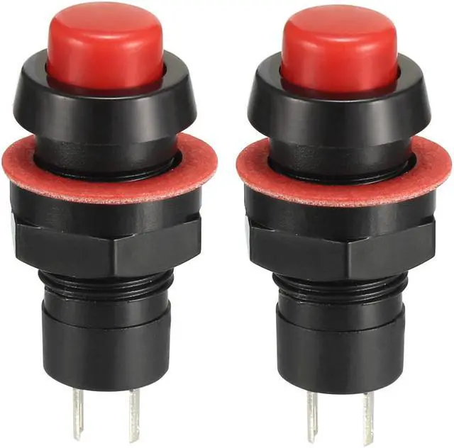 Main image of 10mm Mounting Hole Red Latching Push Button Switch SPST NO 2pcs