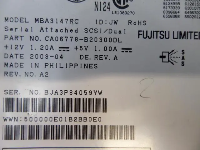 Alt view image 2 of 6 - Fujitsu / Dell 146GB 3.5" SAS HDD ( CA06778-B20300DL MBA3147RC 0XK111 Fujitsu Dell )