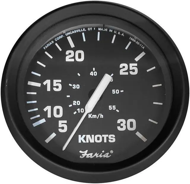 Main image of FARIA EURO BLACK 4 30 KNOT SPEEDOMETER F/ MECHANICAL