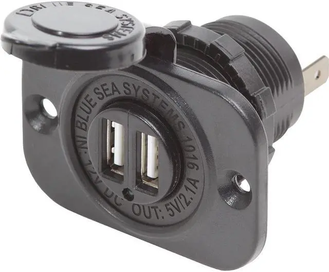 Alt view image 9 of 10 - Blue Sea Dual USB Charger Socket - 2 USB Ports w/Watertight Cap