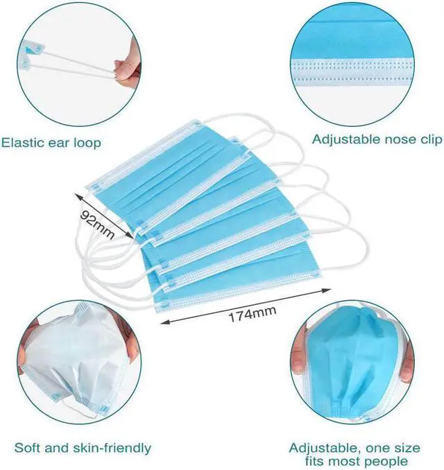 Alt view image 2 of 7 - 50pcs 3-Ply Disposable Face Mask