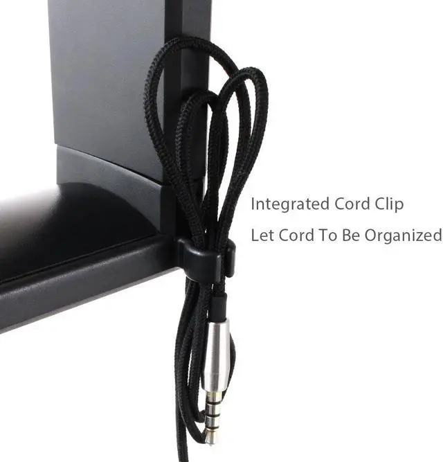 Alt view image 3 of 3 - PC Gaming Headset Headphone Hook Holder Hanger Mount, Headphones Stand with Adjustable & Rotating Arm Clamp, Under Desk Design, Universal Fit, Built in Cable Clip Organizer EURPMASK