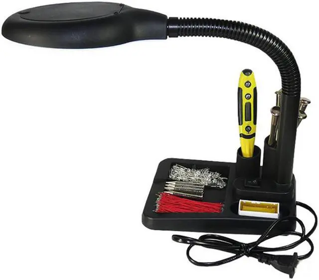 Alt view image 3 of 6 - AC220V 6W 40 LEDs 5X/10X Magnifier Glass Desk Lamp with Gadget Storage Design