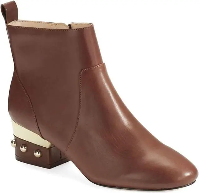 Alt view image 2 of 10 - Isa Tapia Women's Hardy Calf Leather Low Block Heel Ankle Boots - Cognac, Size 37.5