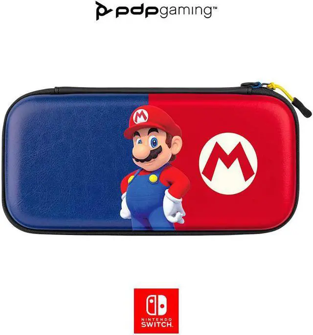 Alt view image 7 of 13 - Power Pose Mario Slim Deluxe Travel Case - Super Mario Edition - Integrated Stand - Compatible with Nintendo Switch, Switch Lite, and OLED - Nylon Wrist Strap - Unique console lift strap