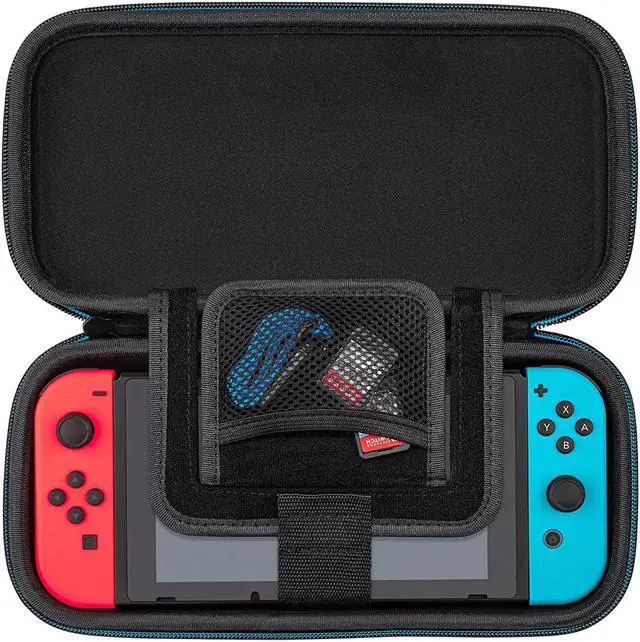 Alt view image 9 of 13 - Power Pose Mario Slim Deluxe Travel Case - Super Mario Edition - Integrated Stand - Compatible with Nintendo Switch, Switch Lite, and OLED - Nylon Wrist Strap - Unique console lift strap