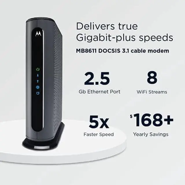 Alt view image 6 of 7 - Motorola MB8611 DOCSIS 3.1 Multi-Gig Cable Modem